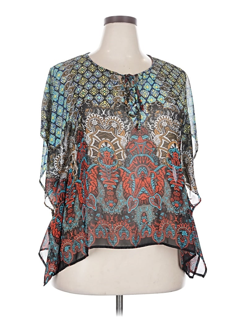 Pre-owned West Kei 3/4 Sleeve Blouse In Teal
