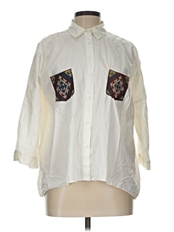 Zara Basic 3/4 Sleeve Button-Down Shirt (view 1)