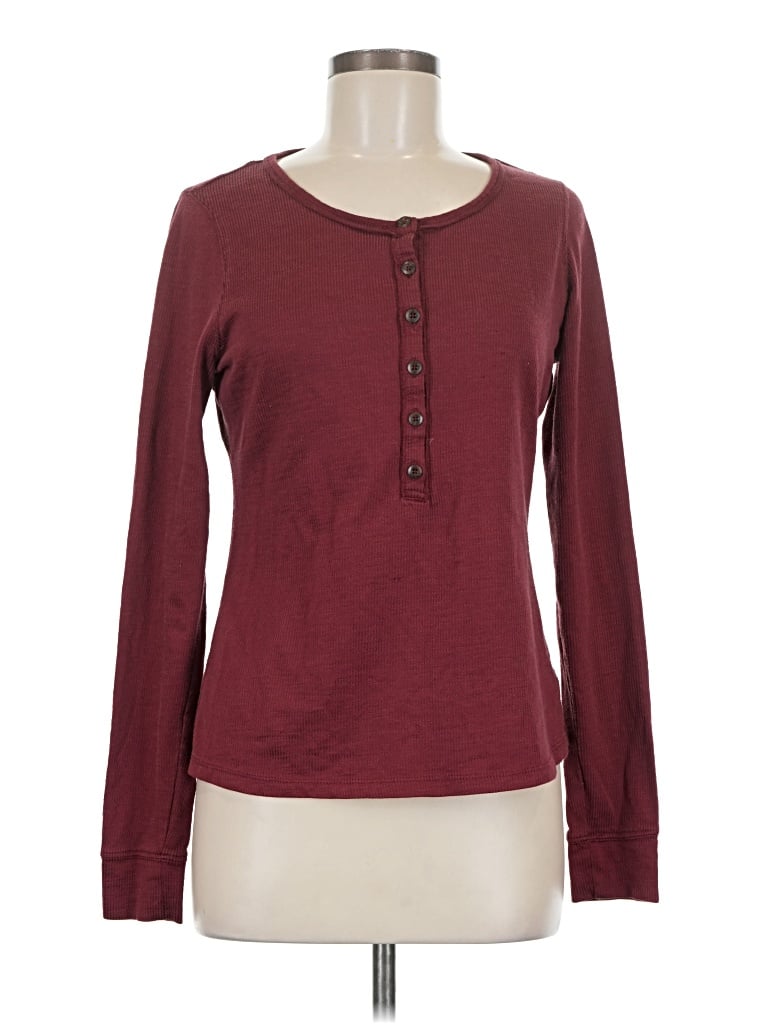 Pre-owned Universal Thread Long Sleeve Henley Shirt In Burgundy
