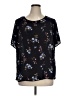 PREMISE 100% Polyester Floral Black Short Sleeve Blouse Size 1X - photo 1