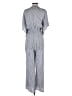 Audrey 3+1 100% Polyester Stripes Gray Jumpsuit Size M - photo 2