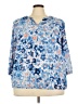 Liz Claiborne 100% Polyester Print Blue 3/4 Sleeve Blouse Size XXL (tall) - photo 1
