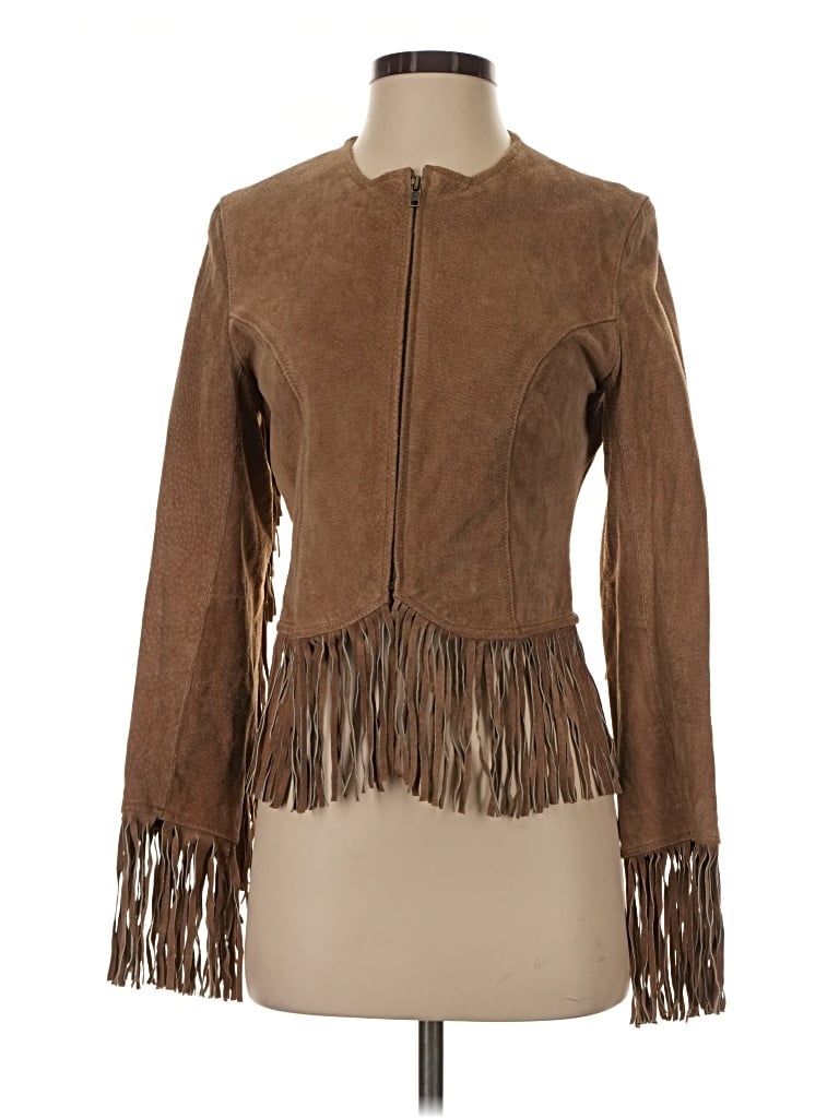 Pre-owned Tse Leather Jacket In Tan