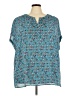 Pleione 100% Polyester Teal Short Sleeve Blouse Size 3X - photo 1