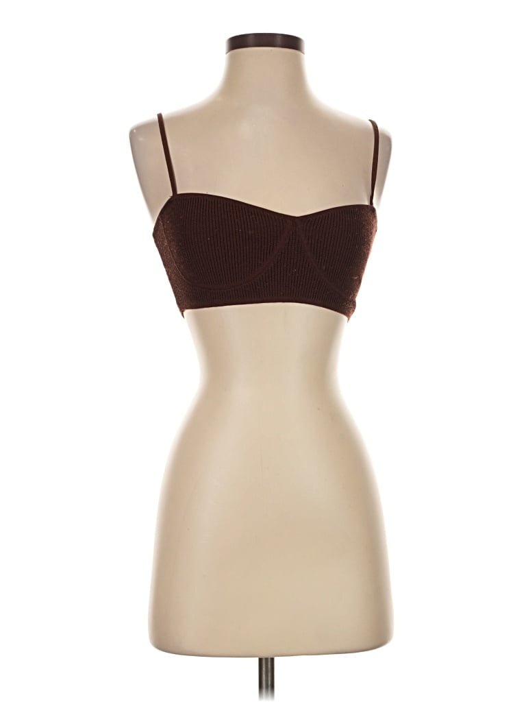 Pre-owned Zara Tank Top Brown Strapless Neckline Tops