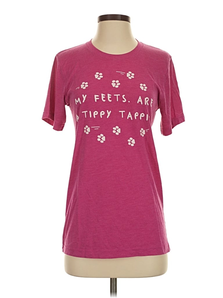 Pre-owned Canvas Short Sleeve T-shirt In Burgundy