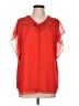 Calvin Klein 100% Polyester Red Short Sleeve Blouse Size L - photo 1