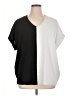 Cotton Bleu 100% Polyester Color Block Black Short Sleeve Top Size XL - photo 1