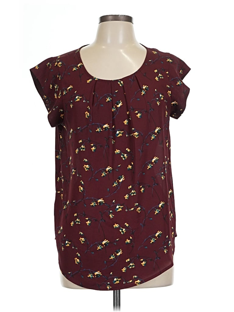 Pre-owned Alice Blue Short Sleeve Blouse In Burgundy