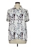 Cynthia Rowley TJX 100% Polyester Print Silver Short Sleeve Blouse Size XL - photo 1
