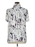Cynthia Rowley TJX 100% Polyester Print Silver Short Sleeve Blouse Size XL - photo 2