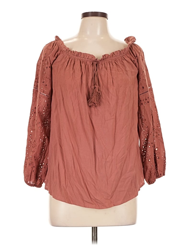 Pre-owned Maurices 3/4 Sleeve Blouse In Brown
