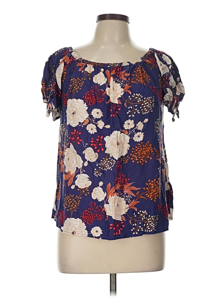 Pre-owned Harve Benard Short Sleeve Blouse In Blue