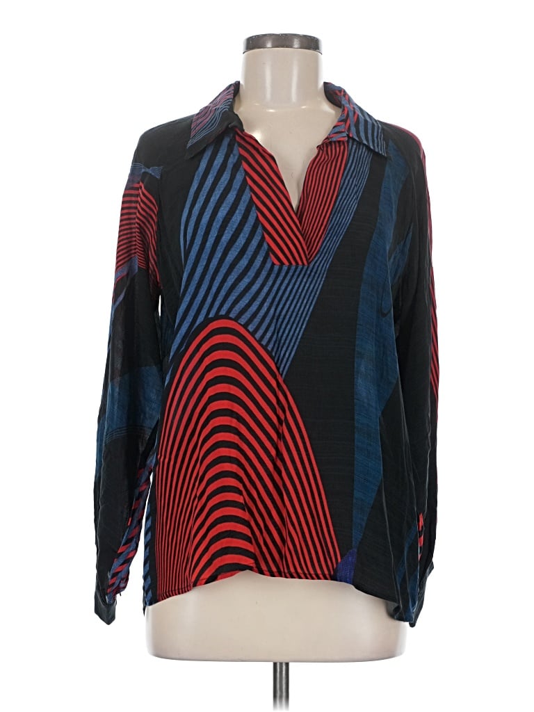 Pre-owned Apny Long Sleeve Blouse In Blue