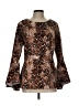 Venus Animal Print Brown Long Sleeve Blouse Size L - photo 1