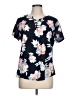 Van Heusen 100% Polyester Floral Blue Short Sleeve Blouse Size L - photo 1