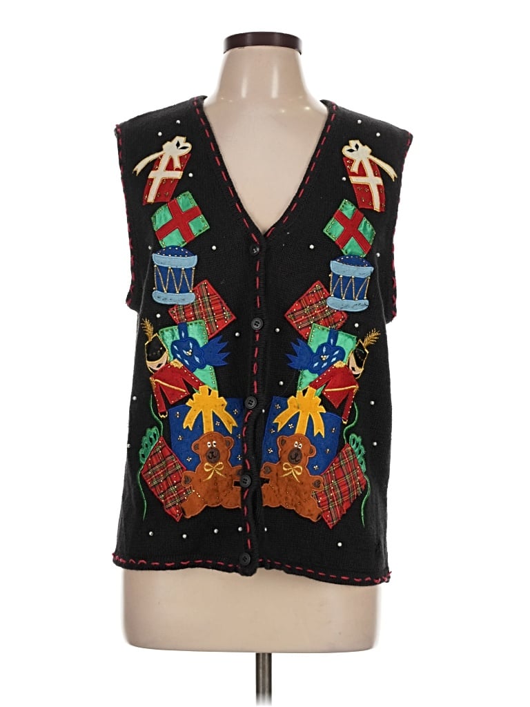 Pre-owned Bobbie Brooks Sweater Vest In Black
