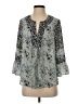 DR2 100% Polyester Blue 3/4 Sleeve Blouse Size S - photo 1