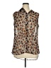 Lane Bryant Animal Print Brown Sleeveless Button-Down Shirt Size 16 - photo 1