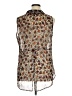 Lane Bryant Animal Print Brown Sleeveless Button-Down Shirt Size 16 - photo 2