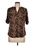 Always Indigo Animal Print Brown Short Sleeve Blouse Size L - photo 1
