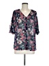 Skies Are Blue 100% Polyester Floral Blue 3/4 Sleeve Blouse Size M - photo 1