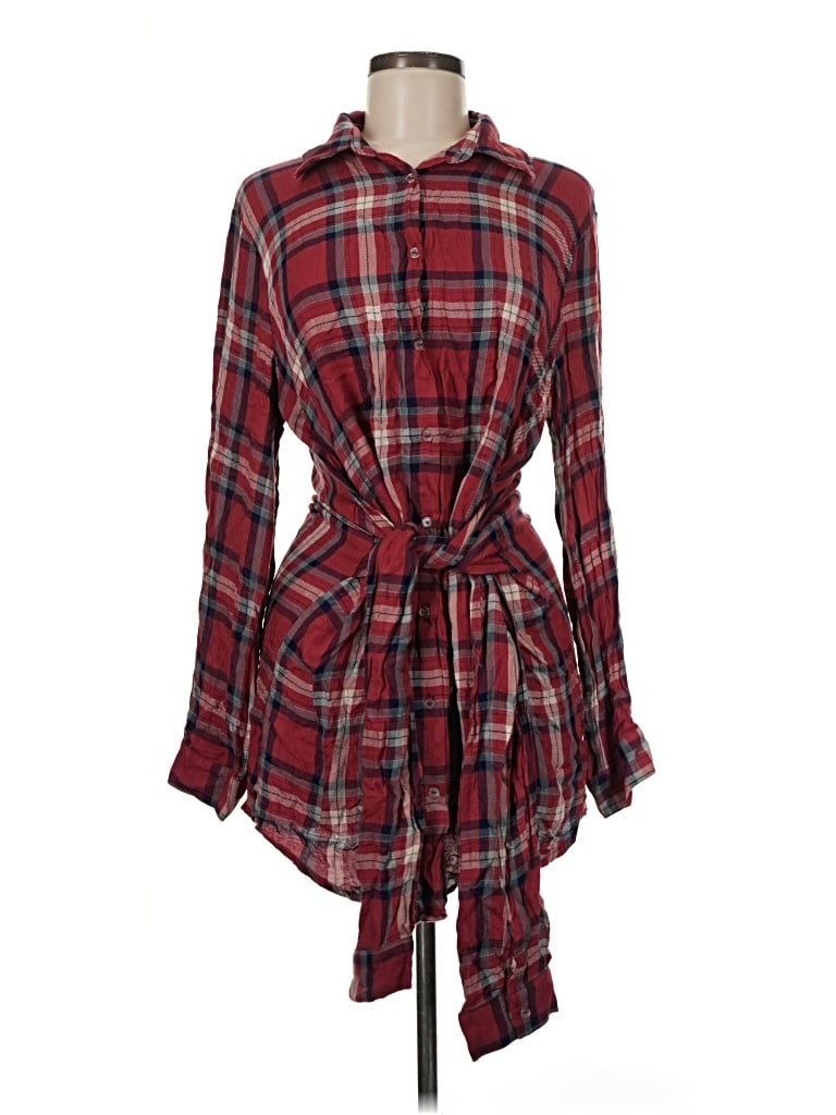 Pre-owned Dee Elly Long Sleeve Blouse In Burgundy