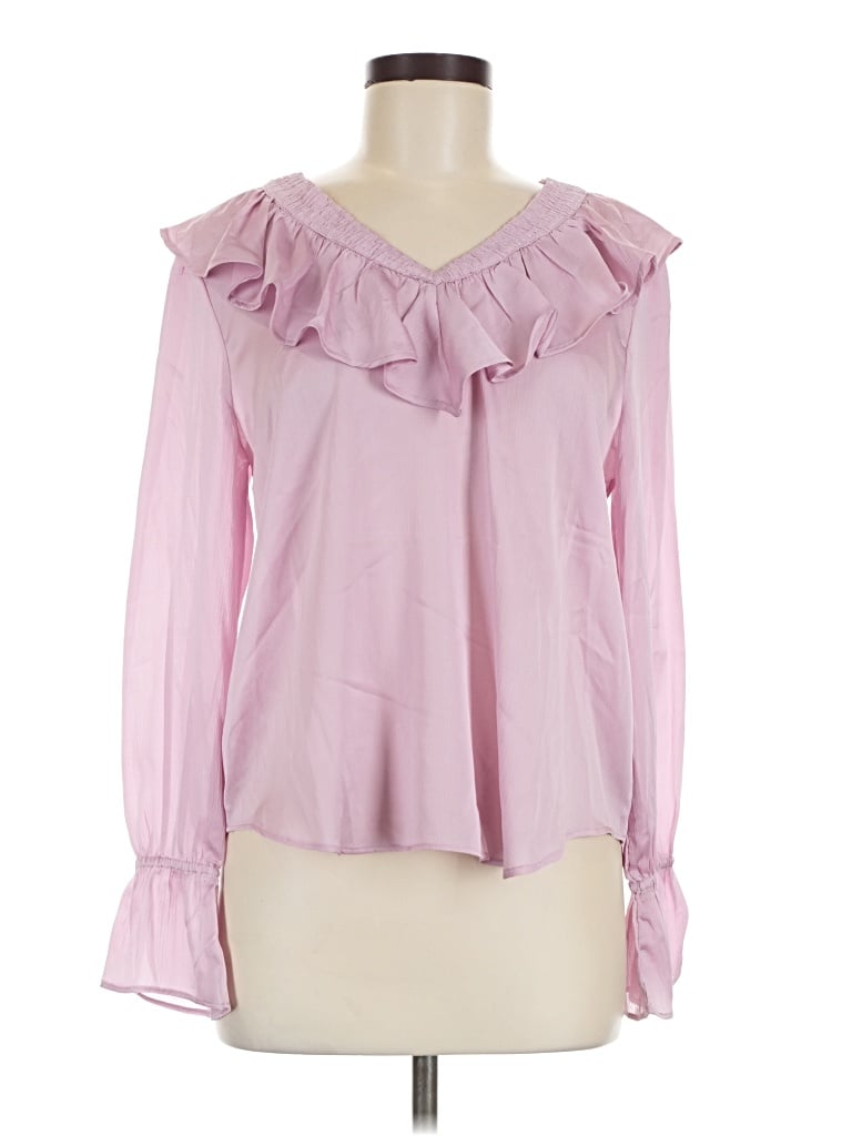Ann Taylor Long Sleeve Blouse In Purple