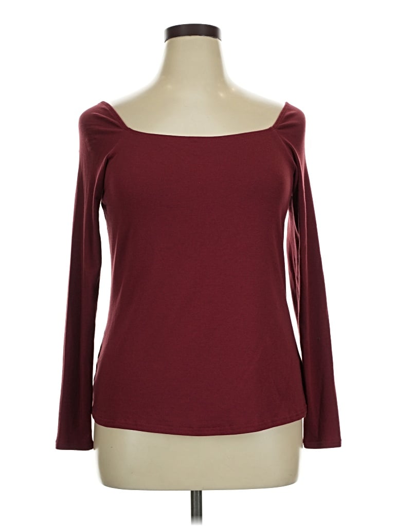 Pre-owned Fabletics 3/4 Sleeve T-shirt In Burgundy