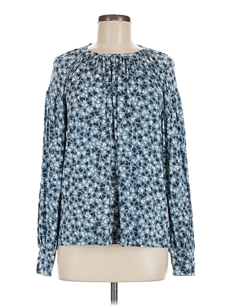 Ann Taylor Long Sleeve Blouse In Blue