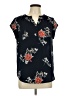 Fun2Fun Floral Blue Short Sleeve Blouse Size L - photo 1