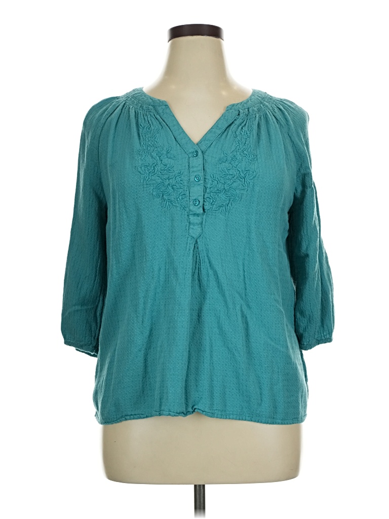 Pre-owned St. John's Bay 3/4 Sleeve Blouse In Teal