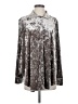 Jessica Simpson Metallic Silver Long Sleeve Blouse Size XS - photo 1