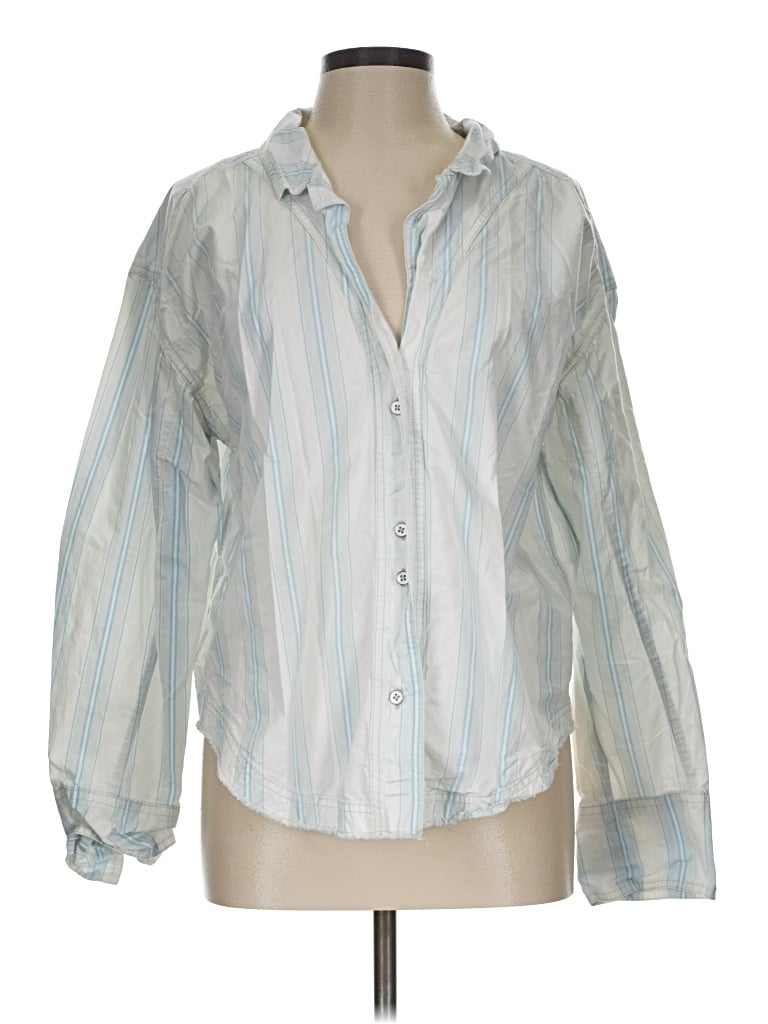 Pre-owned We The Free Long Sleeve Button Down Shirt In Blue
