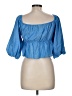 Zara Blue 3/4 Sleeve Blouse Size M - photo 2