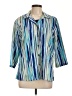 Notations 100% Polyester Stripes Blue 3/4 Sleeve Blouse Size L - photo 1