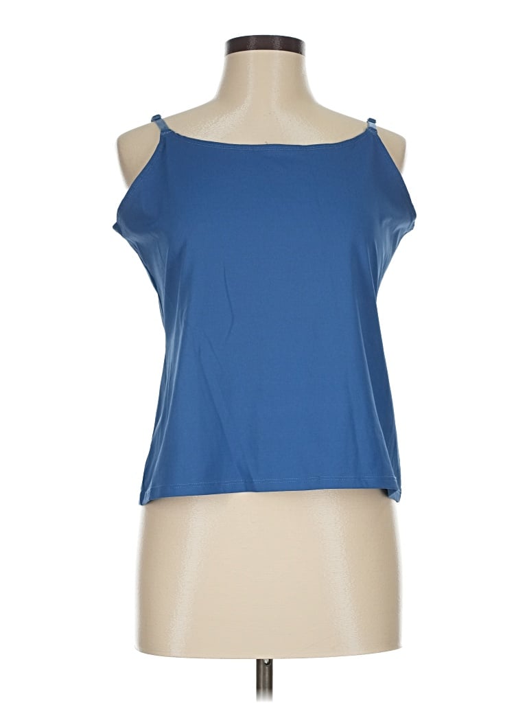 Pre-owned Coldwater Creek Sleeveless Top Blue Cold Shoulder Neckline Tops