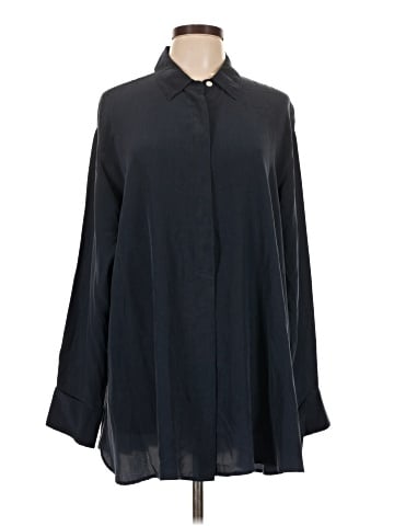 DKNY Long Sleeve Silk Top (view 1)