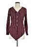 Unbranded Stripes Burgundy Long Sleeve Blouse Size M - photo 1