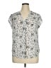 Monday Fun 100% Polyester Animal Print Silver Short Sleeve Blouse Size XL - photo 1
