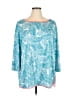 Ruby Rd. 100% Polyester Floral Teal 3/4 Sleeve T-Shirt Size 0X - photo 1