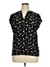 Anne Klein Floral Black Short Sleeve Blouse Size XL - photo 1