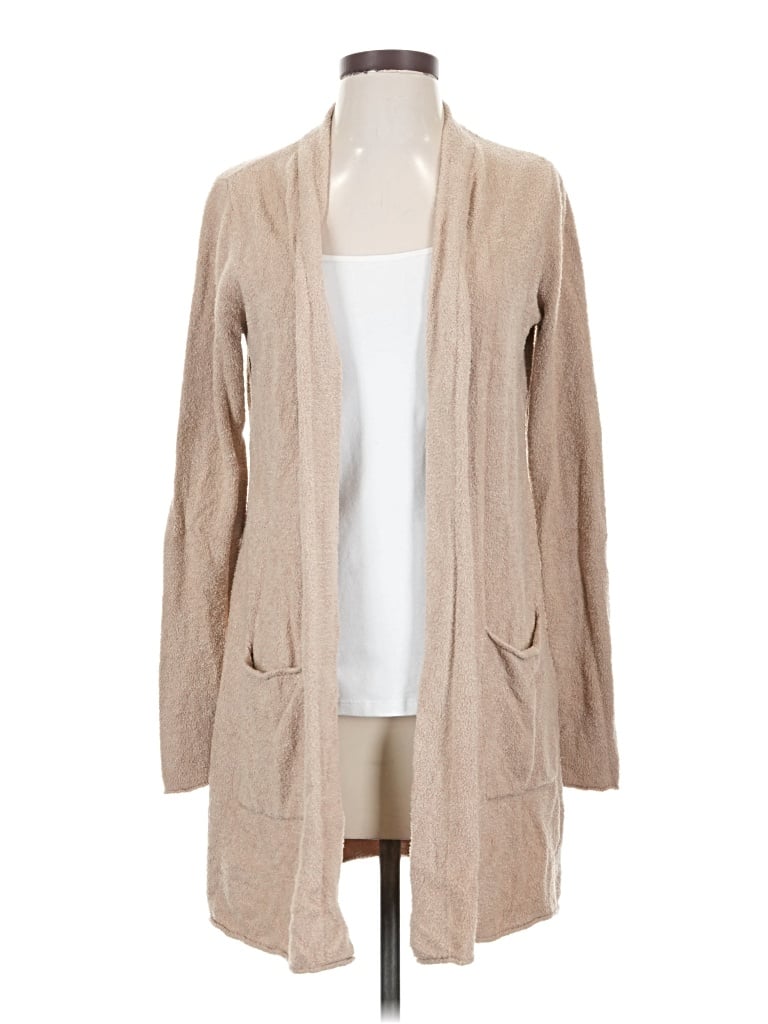 Pre-owned Barefoot Dreams Cozychic Lite Cardigan Sweater In Tan