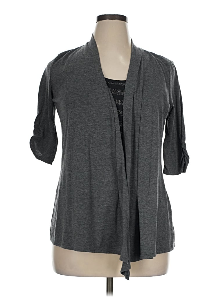 Pre-owned Iz Byer 3/4 Sleeve Top Gray Cowl Neck Tops