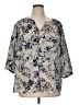 Rose + Olive 100% Polyester Floral Gray 3/4 Sleeve Blouse Size 1X - photo 1