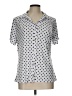 Diana Belle Polka Dots Silver Short Sleeve Blouse Size L - photo 1