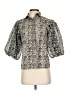 Topshop 100% Polyester Animal Print Silver 3/4 Sleeve Blouse Size 4 - photo 1
