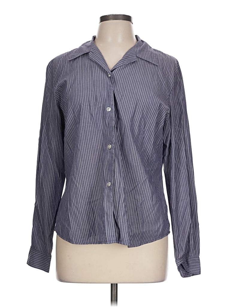 Pre-owned Ann Taylor Loft Long Sleeve Button Down Shirt In Gray