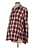 Hatch 100% Cotton Plaid Burgundy Long Sleeve Button-Down Shirt Size 2 Maternity - photo 1