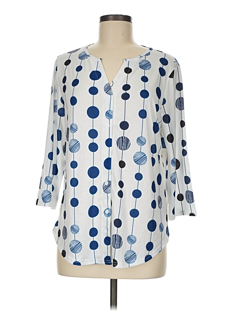 Pre-owned Ofeefan 3/4 Sleeve Henley Shirt In Blue